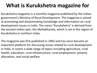 what is kurukshetra magazine for