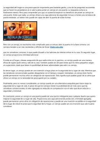 ¿Merece la pena poner un cerrojo en la puerta principal?