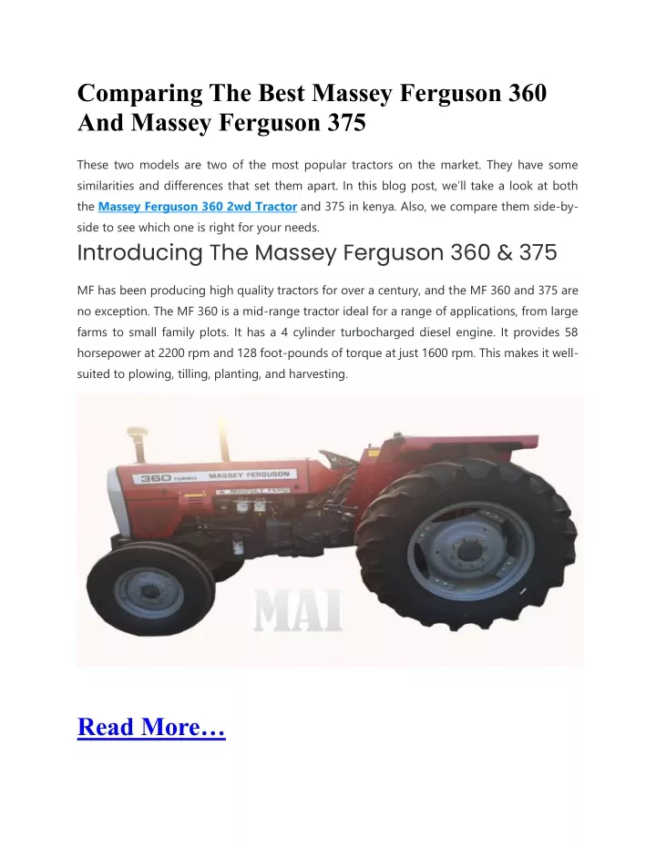 comparing the best massey ferguson 360 and massey