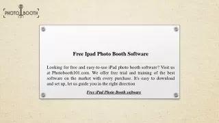 Free Ipad Photo Booth Software | Photobooth101.com