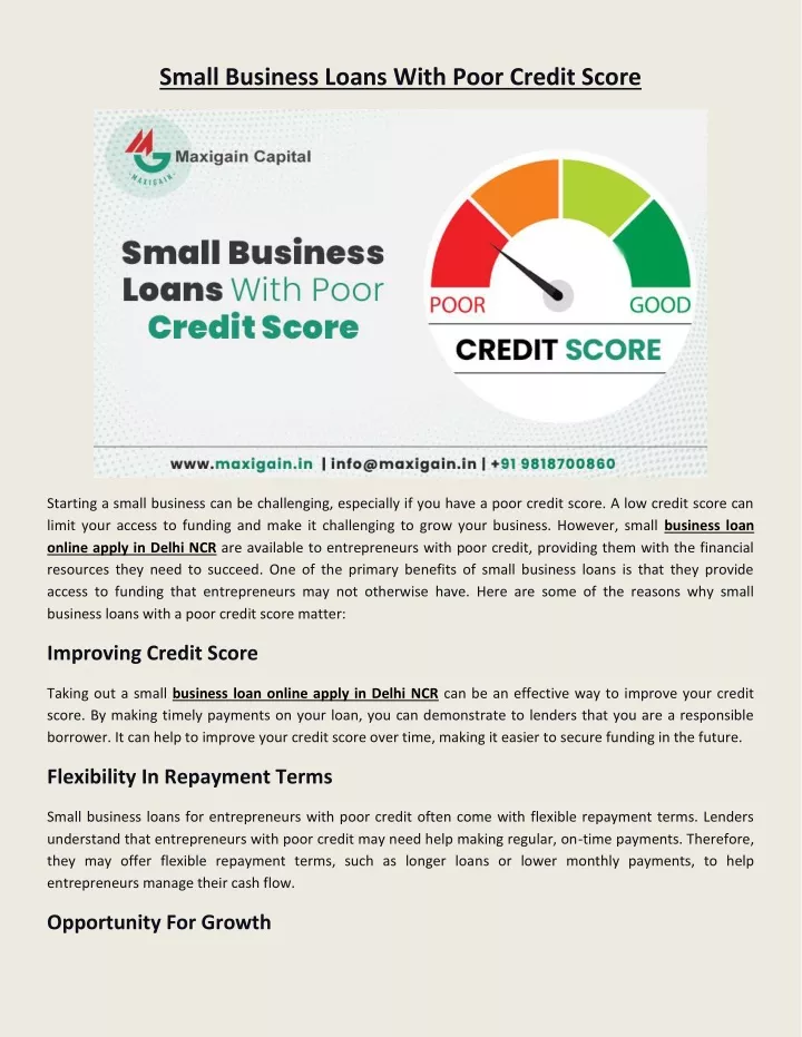 small business loans with poor credit score