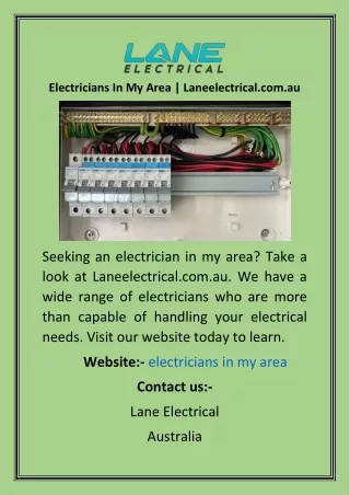 Electricians In My Area  Laneelectrical.com