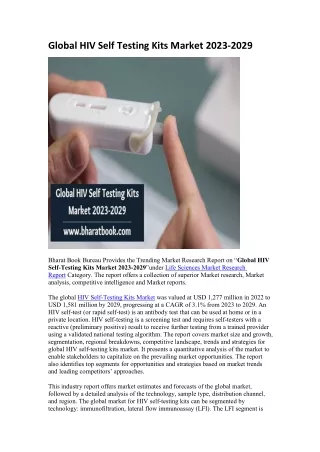 global hiv self testing kits market 2023 2029