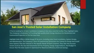 San Jose's Trusted Solar Installation Company