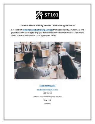 Customer Service Training Services | Salestraining101.com.au