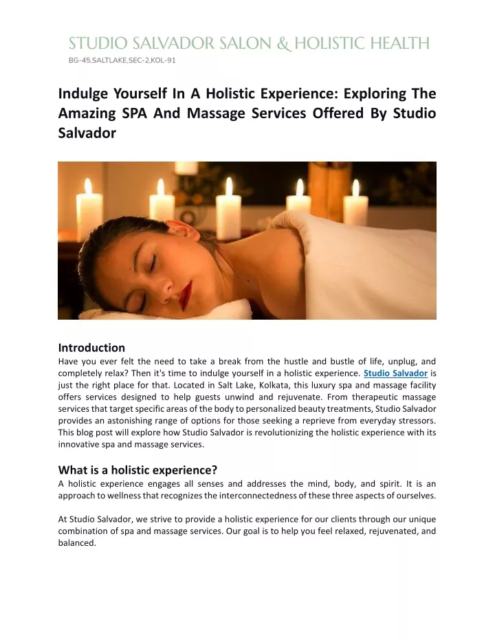 indulge yourself in a holistic experience
