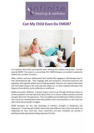 Can My Child Even Do EMDR