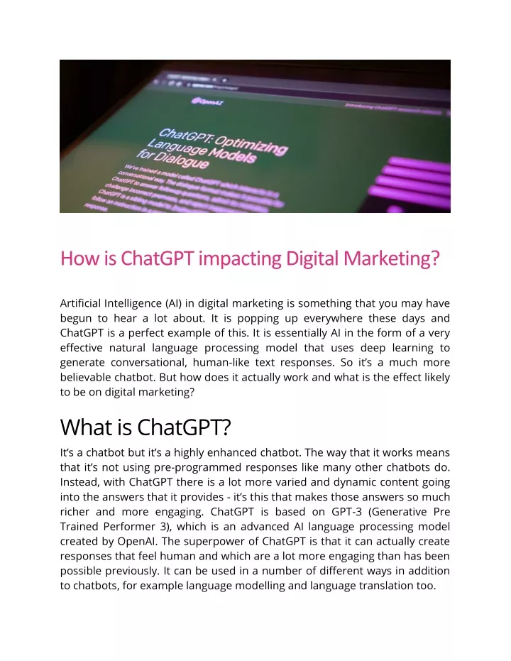 how is chatgpt impacting digital marketing