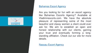 Bahamas Escort Agency  Vladimirescorts.com
