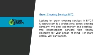 Green Cleaning Services Nyc  Kleannyc.com
