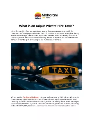 What is an Jaipur Private Hire Taxis.docx
