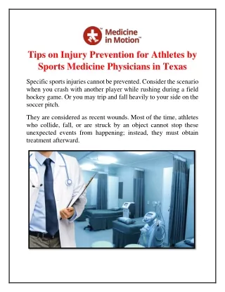 Tips on Injury Prevention for Athletes by Sports Medicine Physicians in Texas