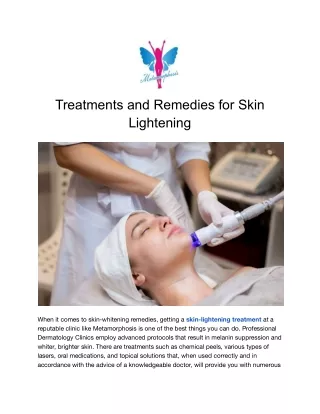 Treatments and Remedies for Skin Lightening