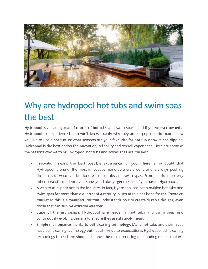 why are hydropool hot tubs and swim spas the best