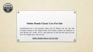 Online Honda Classic Cars For Sale | Listmyhonda.com