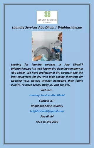 Laundry Services Abu Dhabi  Brightnshine.ae
