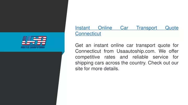 instant online car transport quote connecticut