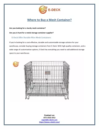Where to Buy a Mesh Container?