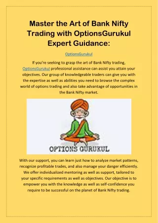 Master the Art of Bank Nifty Trading with OptionsGurukul Expert Guidance