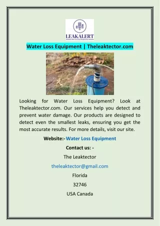 Water Loss Equipment | Theleaktector.com