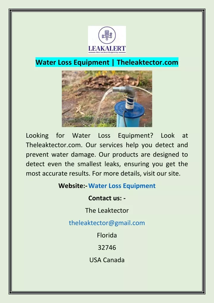 water loss equipment theleaktector com