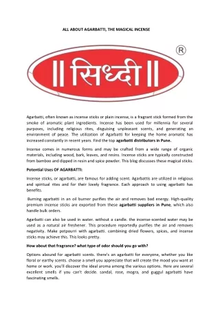 Agarbatti Manufacturers in India
