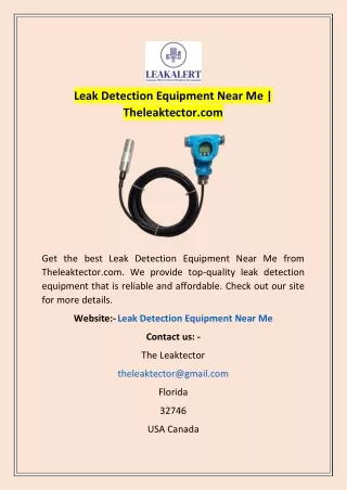 Leak Detection Equipment Near Me | Theleaktector.com