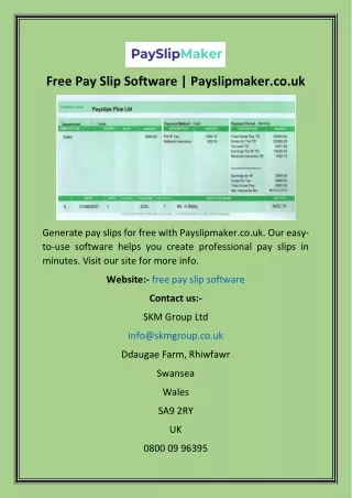 Free Pay Slip Software  Payslipmaker.co.uk