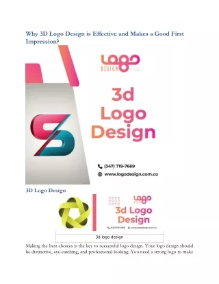 why 3d logo design is effective and makes a good