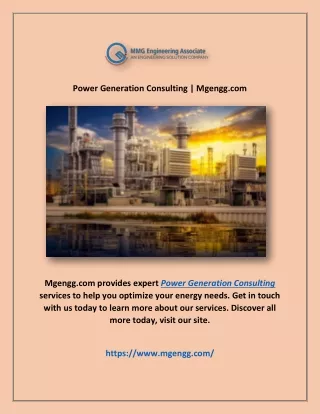Power Generation Consulting | Mgengg.com