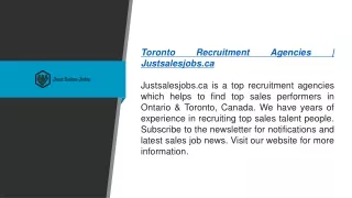 toronto recruitment agencies justsalesjobs