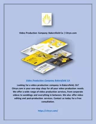 Video Production Company Bakersfield CA