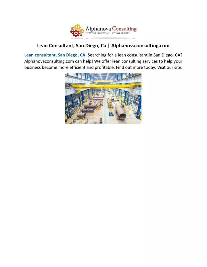 lean consultant san diego ca alphanovaconsulting