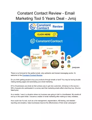 Constant Contact Review - Email Marketing Tool Lifetime Deal - Jvroj
