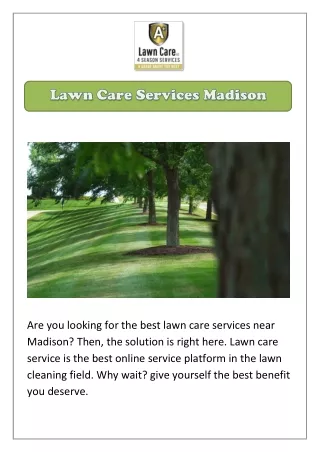 Lawn Care Services Madison | A  Lawn Care