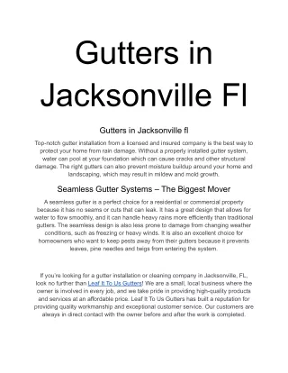 Gutters in Jacksonville Fl