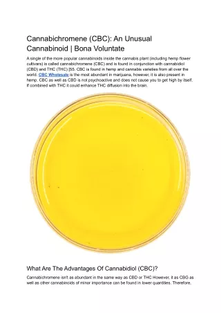 Cannabichromene (CBC): An Unusual Cannabinoid | Bona Voluntate