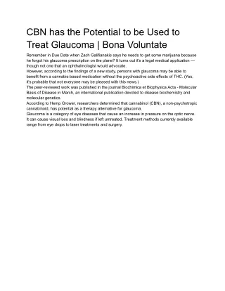 CBN has the Potential to be Used to Treat Glaucoma | Bona Voluntate