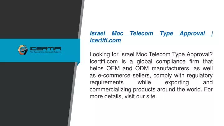 israel moc telecom type approval icertifi