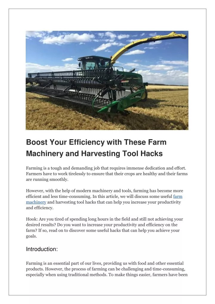 boost your efficiency with these farm machinery