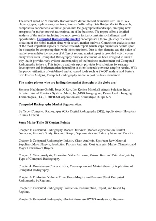 the recent report on computed radiography market
