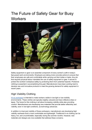 The Future of Safety Gear for Busy Workers