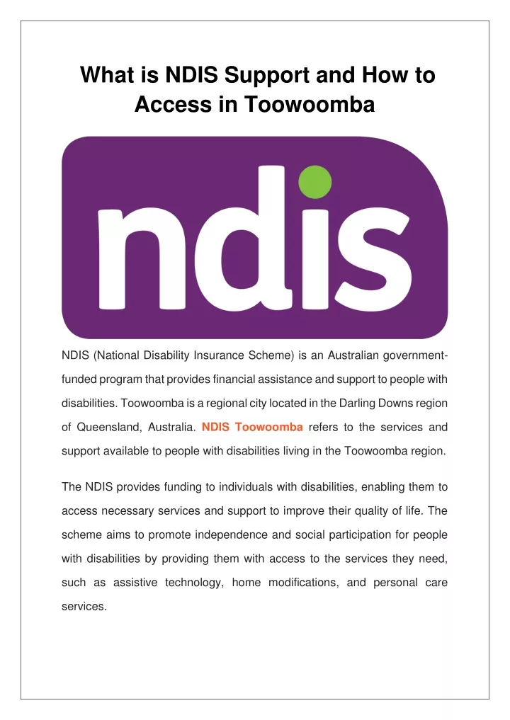 what is ndis support and how to access