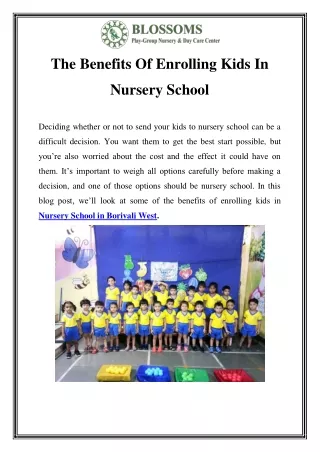 Nursery School in Borivali West Call-9321317161