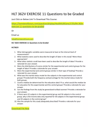 hlt 362v exercise 11 questions to be graded just