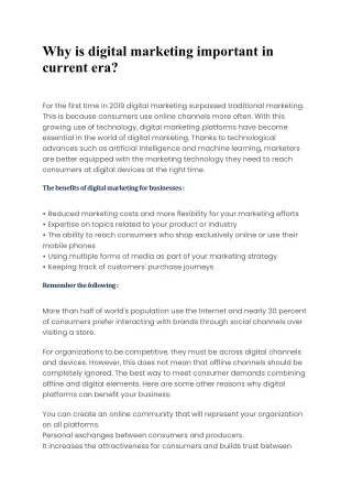 why is digital marketing important in current era
