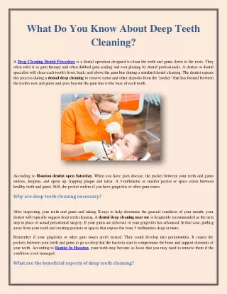 What Do You Know About Deep Teeth Cleaning?