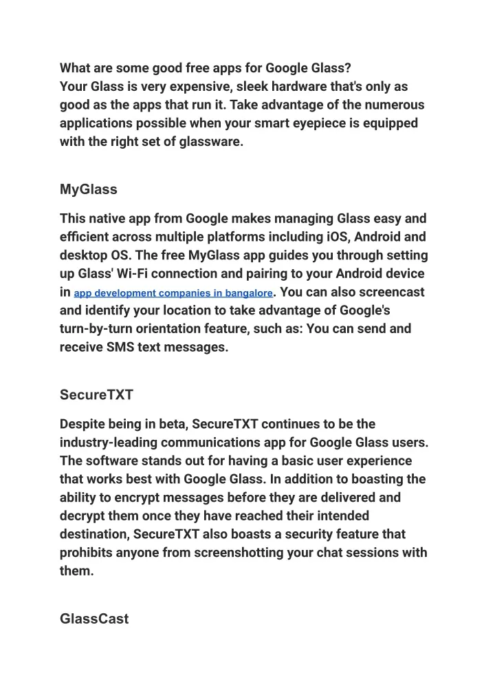 what are some good free apps for google glass