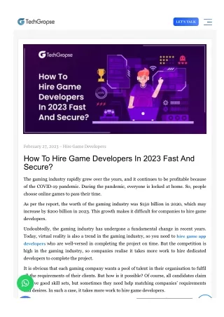 How To Hire Game Developers ?