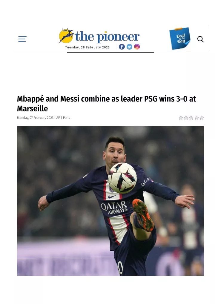 mbapp and messi combine as leader psg wins
